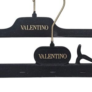 Bundle of two black velvet Valentino pants/skirts clip hangers